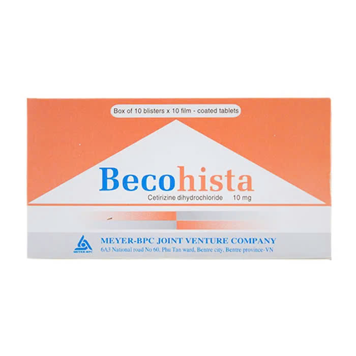 Becohista 10mg (Hộp 10 vỉ x 10 viên) - Điều trị hắt hơi, chảy nước mũi