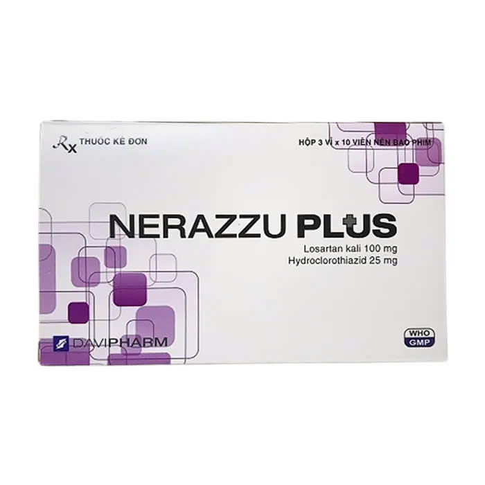 Nerazzu-plus 100mg/25mg (Hộp 3 vỉ x 10 viên) - Giảm nguy cơ đột quỵ và điều trị tăng huyết áp