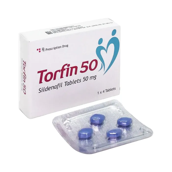 Torfin 50 (Hộp 1 vỉ x 4 viên) - Điều trị điều trị các tình trạng rối loạn cương dương