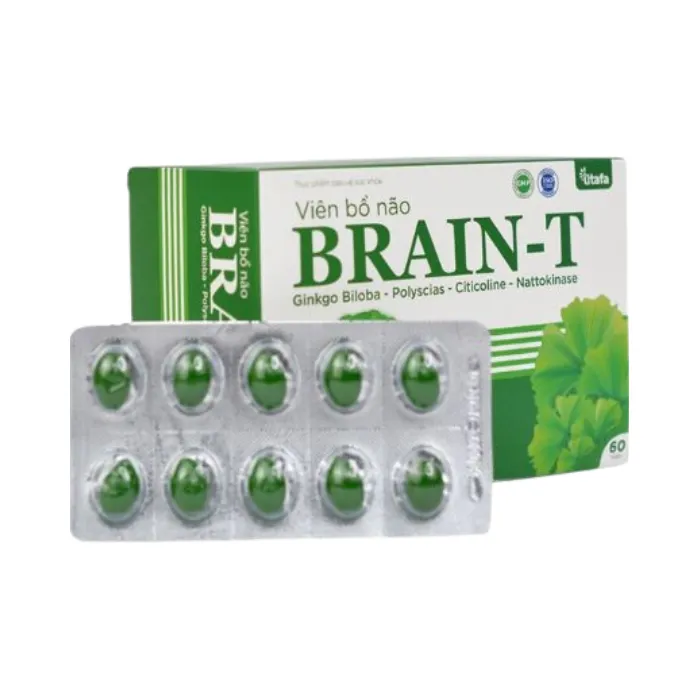 BRAIN-T (Hộp 6 vỉ x 10 viên) - Tăng cường tuần hoàn máu não, giảm tắc nghẽn