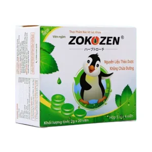 Viên ngậm ho Zokozen (Hộp 5 vỉ x 4 viên) - Giảm ho, giảm các triệu chứng đau rát họng