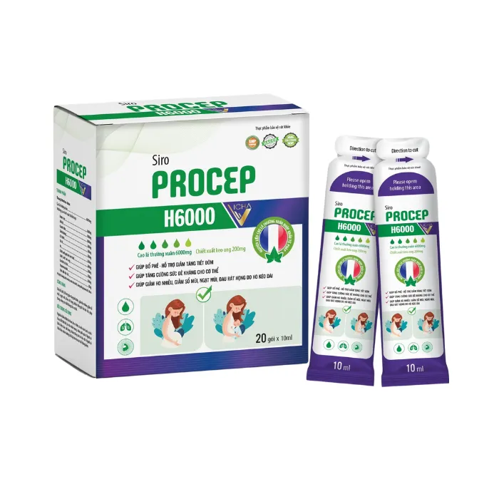 PROCEP H6000 (20 gói x 10ml) - Siro hỗ trợ bổ phế, giảm tăng tiết đờm