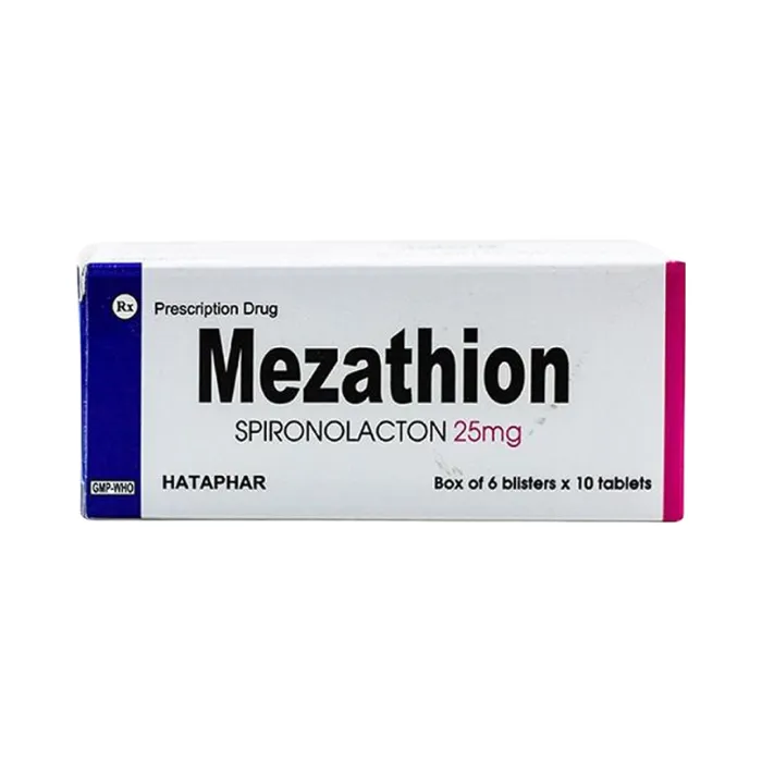 Mezathion 25mg (6 vỉ x 10 viên) - Điều trị phù do tăng quá mức aldosteron, suy tim sung huyết, tăng aldosteron