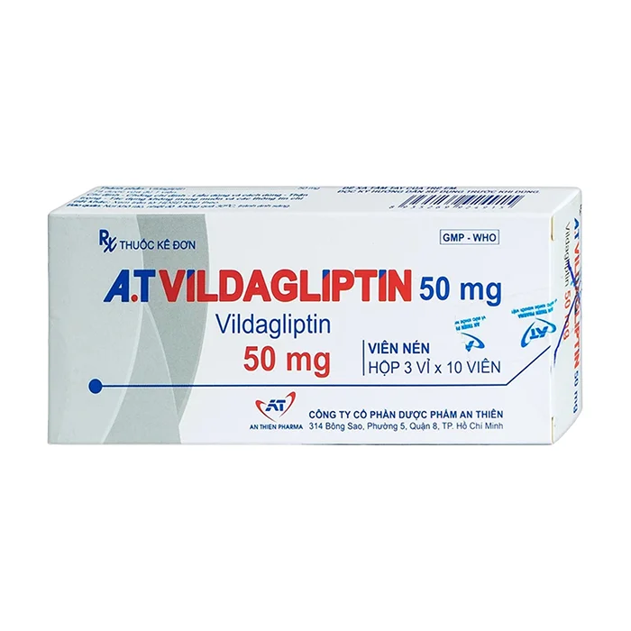 A.T Vildagliptin 50mg (3 vỉ x 10 viên) - Điều trị đái tháo đường típ 2