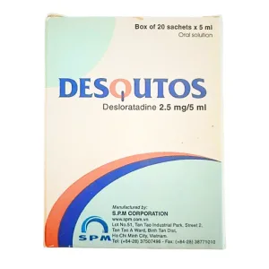 Desqutos 2,5mg/5ml (Hộp 20 gói) - Trị viêm mũi dị ứng, mày đay