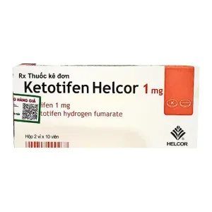 Ketotifen Helcor 1mg - Dự phòng hen phế quản, trị viêm mũi dị ứng, mày đay