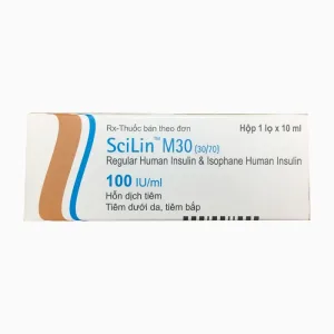 Scilin M30 (30/70) 100 IU/ml (Hộp 5 ống) - Trị tiểu đường típ 1, típ 2