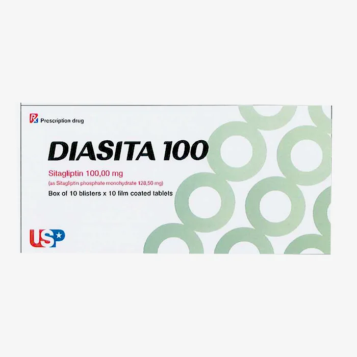 Diasita 100mg Sitagliptin - Trị tiểu đường típ 2, làm hạ đường huyết